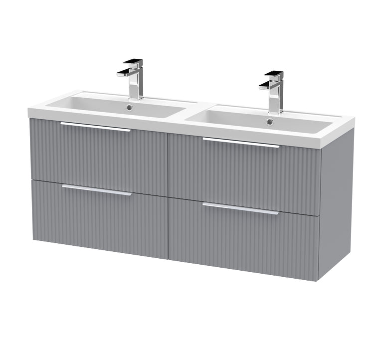 1200mm Wall Hung 4 Drawer Vanity & Double Basin Hudson Reed