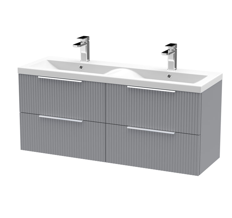 1200mm Wall Hung 4 Drawer Vanity & Double Basin Hudson Reed