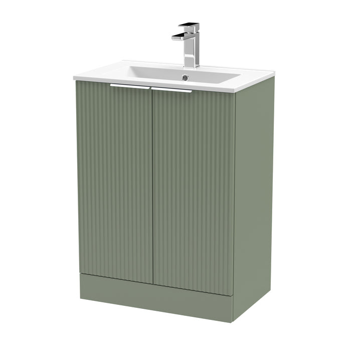 600mm Floor Standing 2 Door Vanity & Basin 2 Hudson Reed