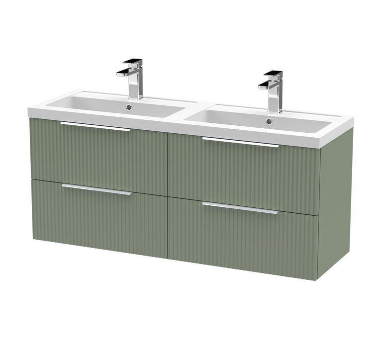 1200mm Wall Hung 4 Drawer Vanity & Double Basin Hudson Reed
