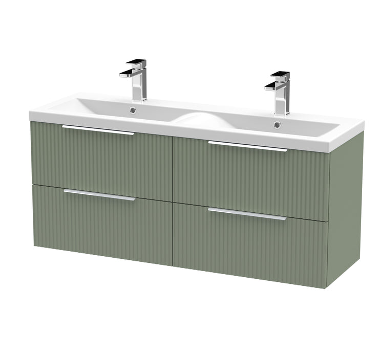 1200mm Wall Hung 4 Drawer Vanity & Double Basin Hudson Reed