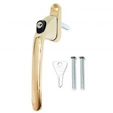 PVC-u Espag Inline 43mm Spindle Key Locking Window Handle - Polished Gold or White