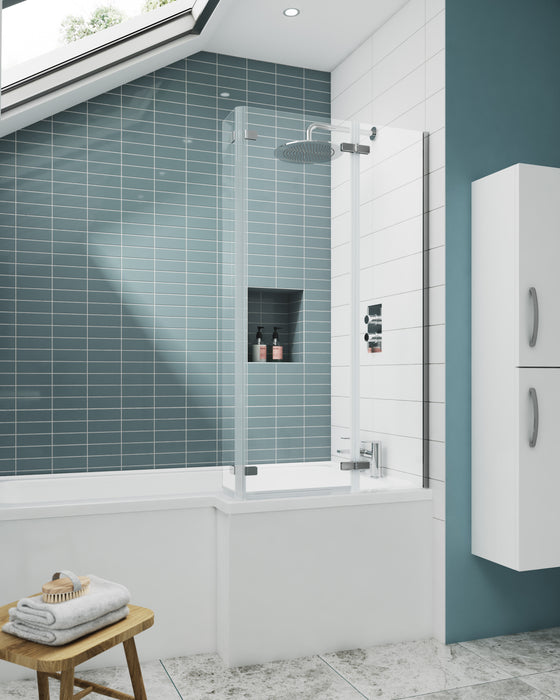 L-Shaped Hinged Bath Screen