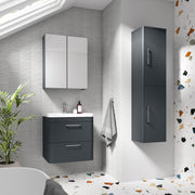 800mm Wall Hung 2 Drawer Vanity & Ceramic Basin
