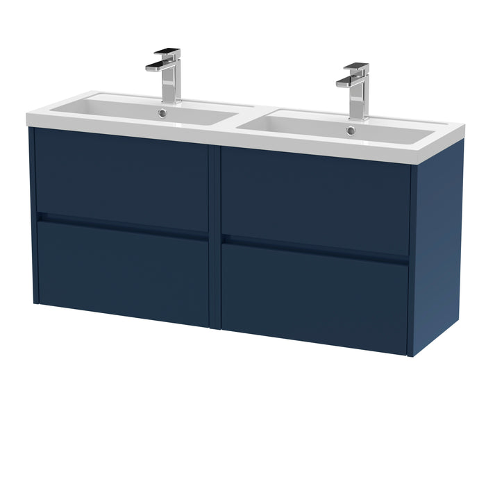 1200mm Wall Hung 4 Drawer Unit & Double Basin Hudson Reed