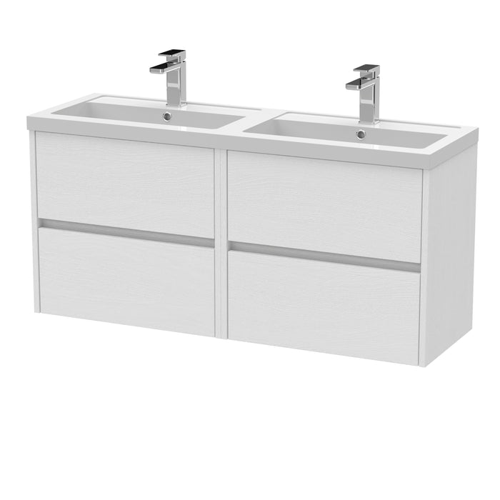 1200mm Wall Hung 4 Drawer Unit & Double Basin Hudson Reed