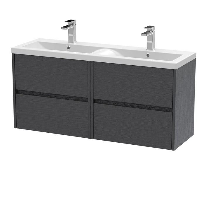 1200mm Wall Hung 4 Drawer Unit & Double Basin Hudson Reed