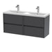 1200mm Wall Hung 4 Drawer Unit & Double Basin Hudson Reed
