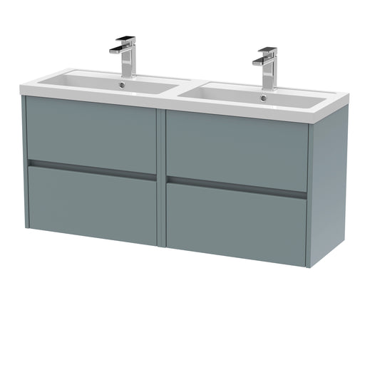 1200mm Wall Hung 4 Drawer Unit & Double Basin Hudson Reed