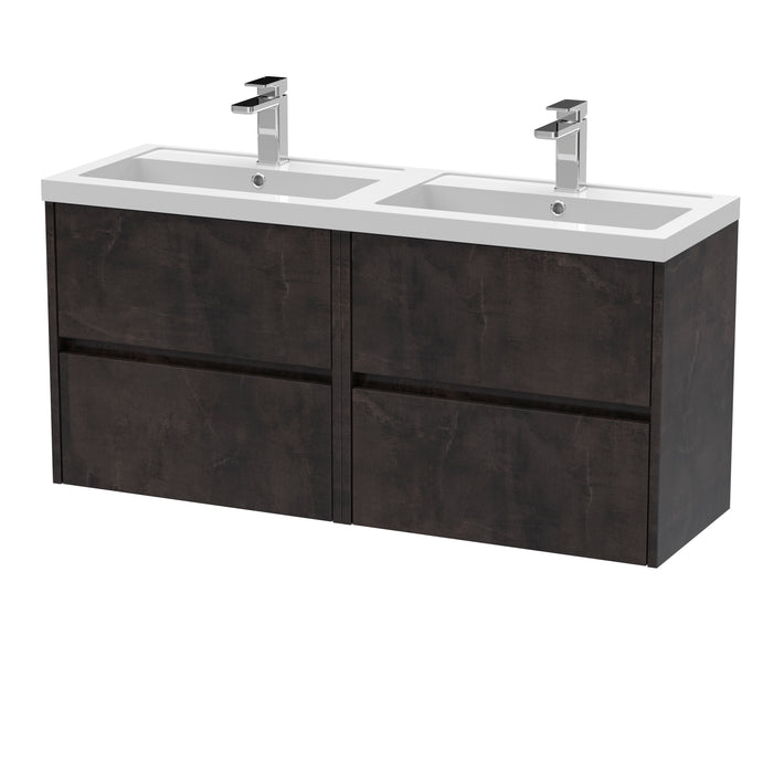 1200mm Wall Hung 4 Drawer Unit & Double Basin Hudson Reed