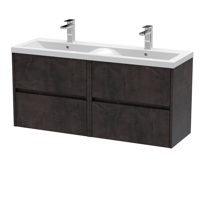 1200mm Wall Hung 4 Drawer Unit & Double Basin Hudson Reed