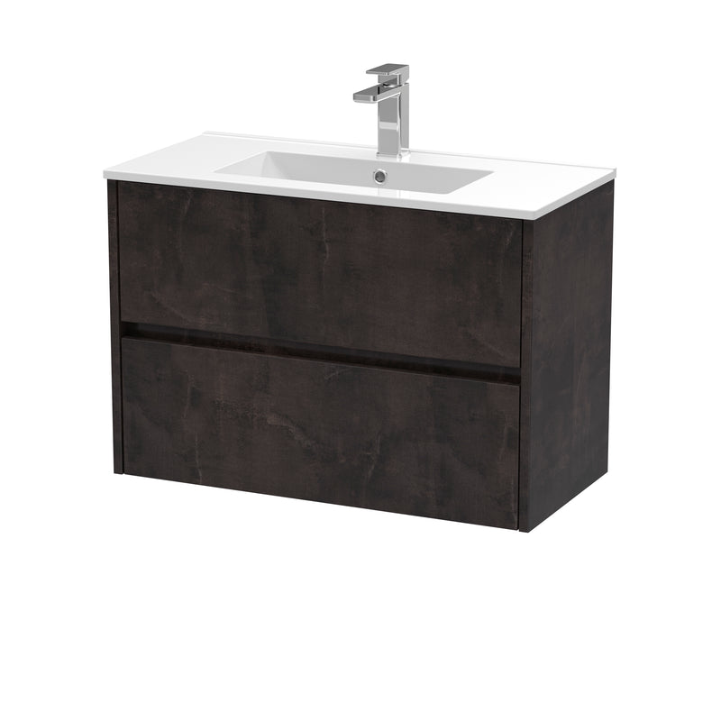 800mm Wall Hung 2 Drawer Unit & Basin 2 Hudson Reed
