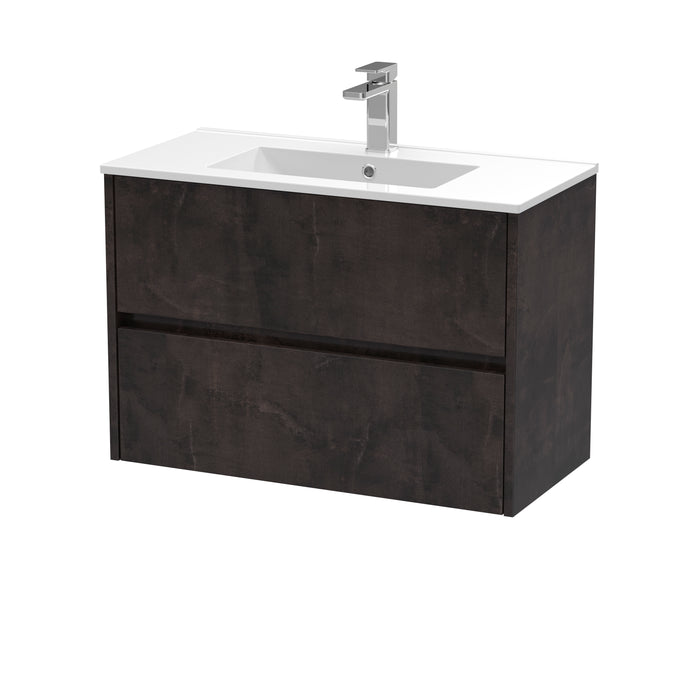 800mm Wall Hung 2 Drawer Unit & Basin 2 Hudson Reed