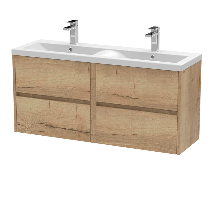 1200mm Wall Hung 4 Drawer Unit & Double Basin Hudson Reed