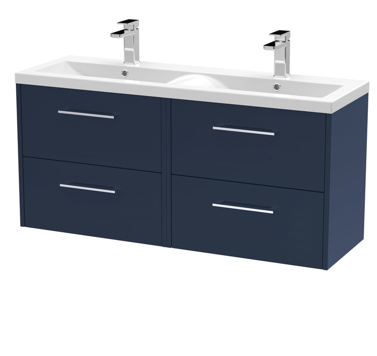 1200mm Wall Hung 4 Drawer Vanity & Double Basin Hudson Reed
