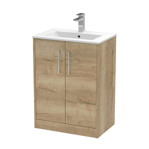 600mm Floor Standing 2 Door Vanity & Basin 2 Hudson Reed