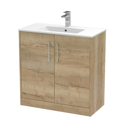 800mm Floor Standing 2 Door Vanity & Basin 2 Hudson Reed