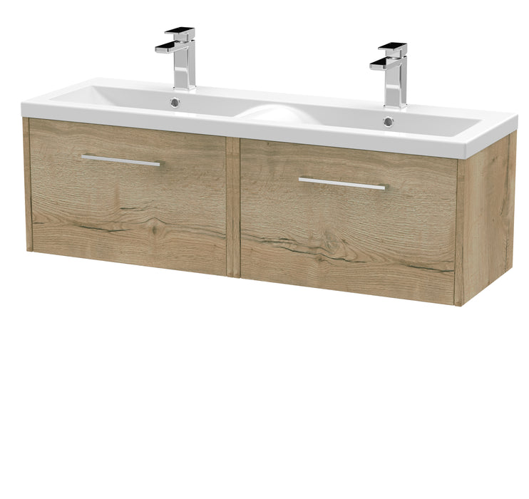 1200mm Wall Hung 2 Drawer Vanity & Double Basin Hudson Reed
