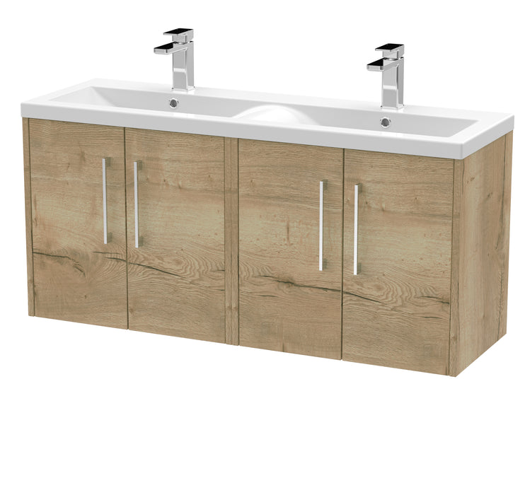 1200mm Wall Hung 4 Door Vanity & Double Basin Hudson Reed