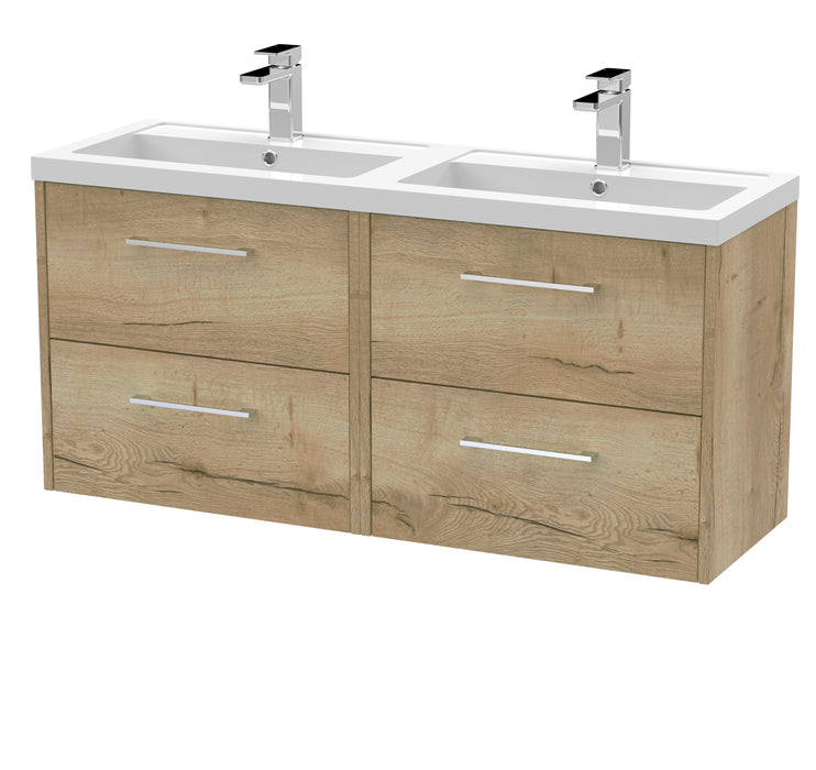 1200mm Wall Hung 4 Drawer Vanity & Double Basin Hudson Reed