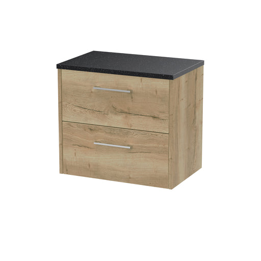 600mm Wall Hung 2 Drawer Vanity & Laminate Top Hudson Reed