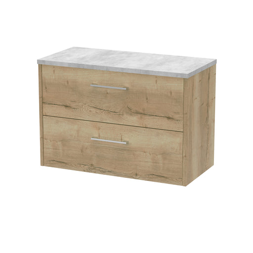 800mm Wall Hung 2 Drawer Vanity & Laminate Top Hudson Reed