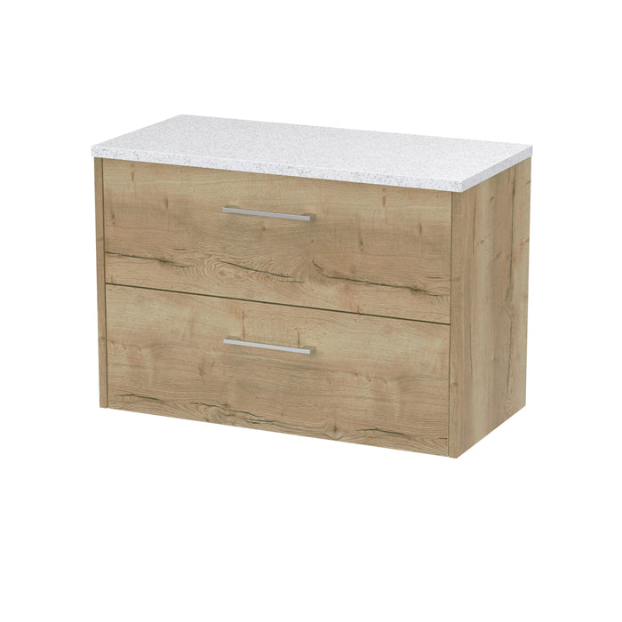 800mm Wall Hung 2 Drawer Vanity & Laminate Top Hudson Reed