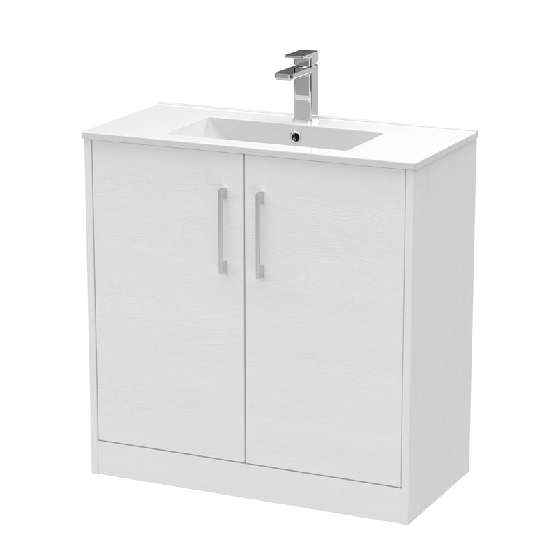 800mm Floor Standing 2 Door Vanity & Basin 2 Hudson Reed