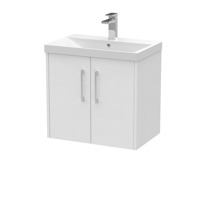 600mm Wall Hung 2 Door Vanity & Basin 3 Hudson Reed