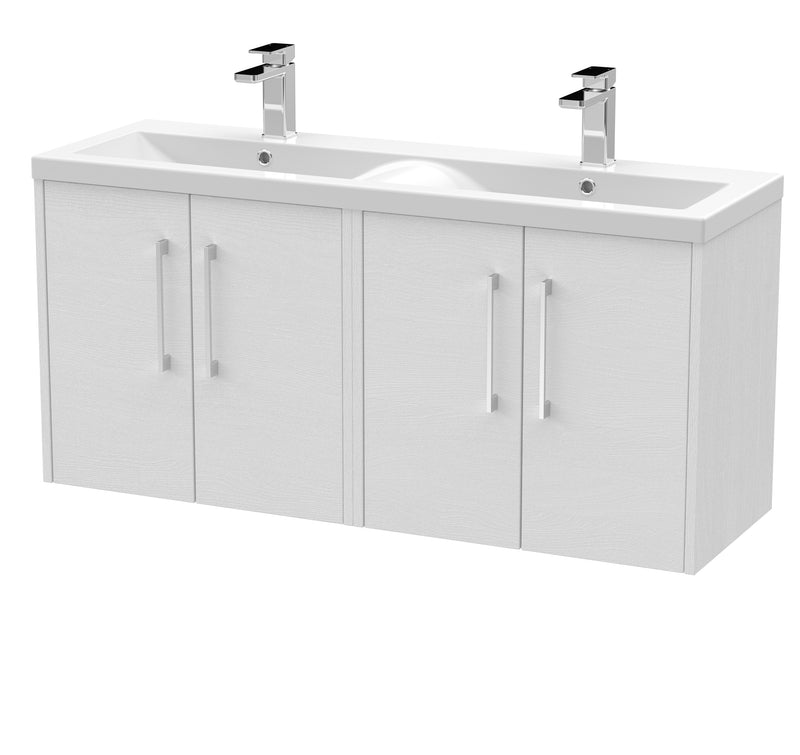 1200mm Wall Hung 4 Door Vanity & Double Basin Hudson Reed