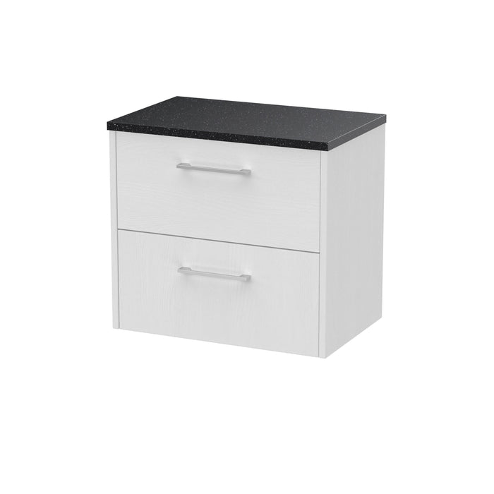 600mm Wall Hung 2 Drawer Vanity & Laminate Top Hudson Reed