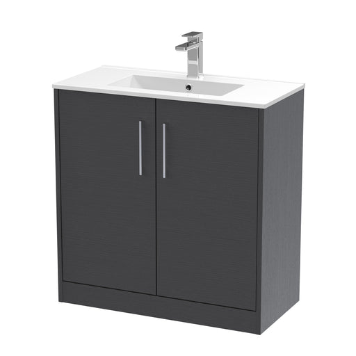 800mm Floor Standing 2 Door Vanity & Basin 2 Hudson Reed