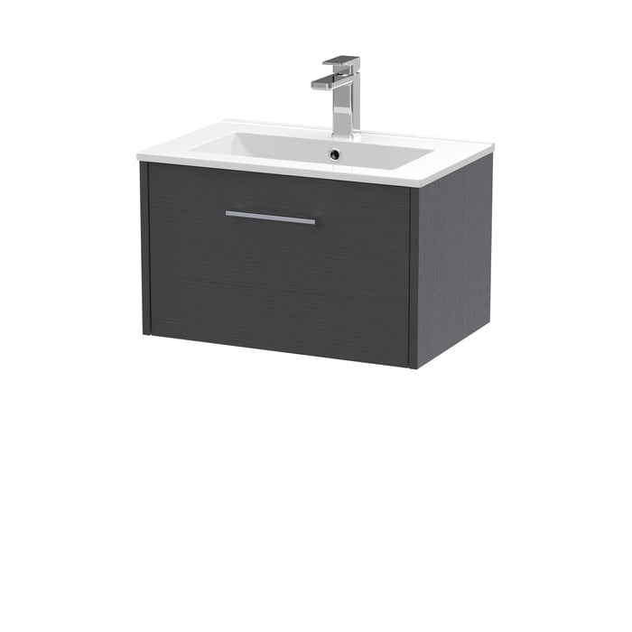 600mm Wall Hung Single Drawer Vanity & Basin 2 Hudson Reed