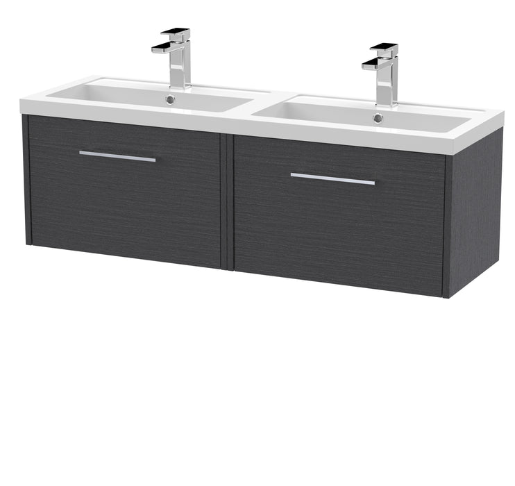1200mm Wall Hung 2 Drawer Vanity & Double Basin Hudson Reed