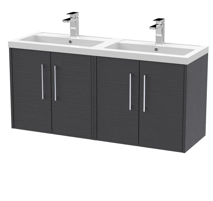 1200mm Wall Hung 4 Door Vanity & Double Basin Hudson Reed