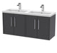 1200mm Wall Hung 4 Door Vanity & Double Basin Hudson Reed