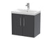 600mm Wall Hung 2 Door Vanity & Basin 3 Hudson Reed