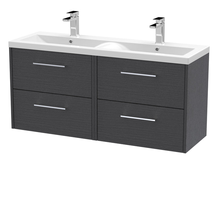 1200mm Wall Hung 4 Drawer Vanity & Double Basin Hudson Reed