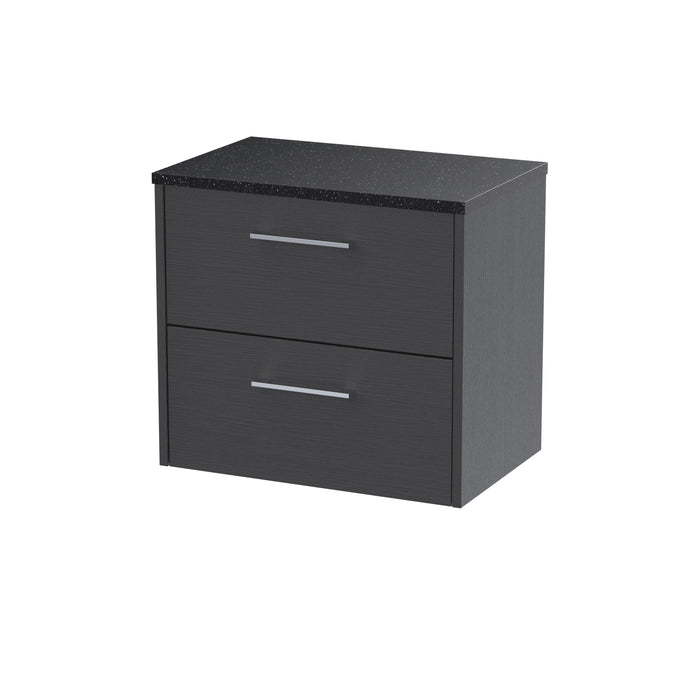 600mm Wall Hung 2 Drawer Vanity & Laminate Top Hudson Reed