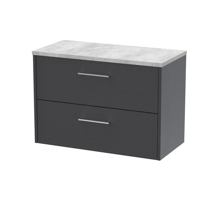 800mm Wall Hung 2 Drawer Vanity & Laminate Top Hudson Reed