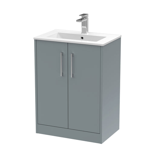 600mm Floor Standing 2 Door Vanity & Basin 2 Hudson Reed