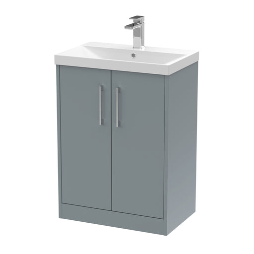 600mm Floor Standing 2 Door Vanity & Basin 3 Hudson Reed