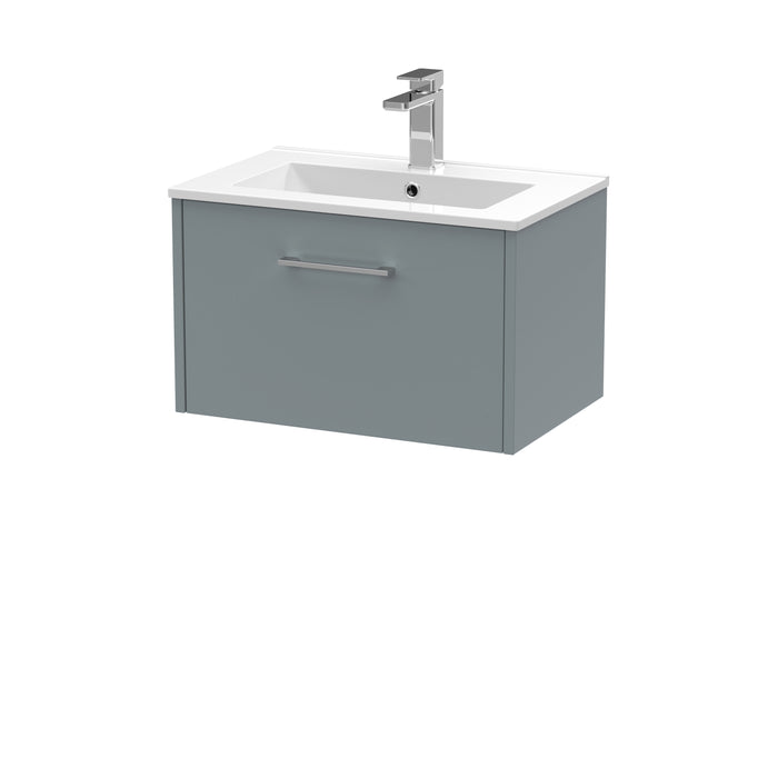 600mm Wall Hung Single Drawer Vanity & Basin 2 Hudson Reed