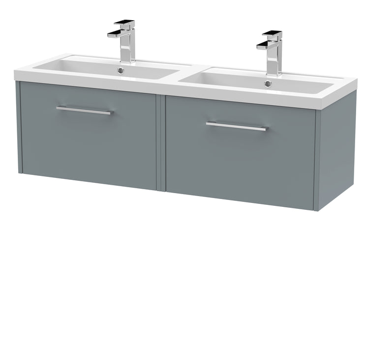 1200mm Wall Hung 2 Drawer Vanity & Double Basin Hudson Reed