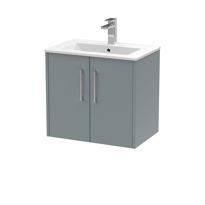 600mm Wall Hung 2 Door Vanity & Basin 2 Hudson Reed