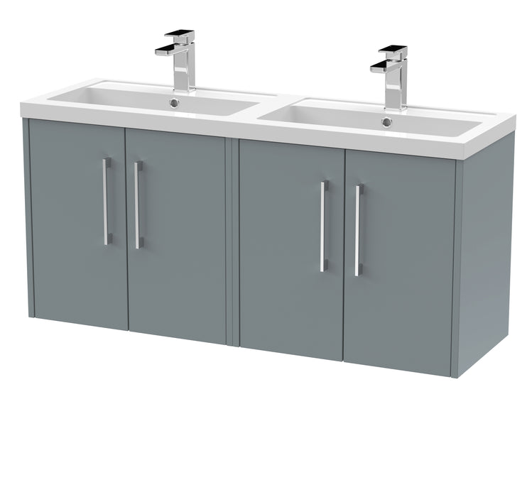 1200mm Wall Hung 4 Door Vanity & Double Basin Hudson Reed
