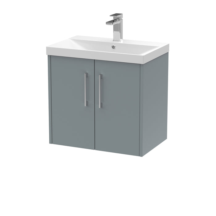 600mm Wall Hung 2 Door Vanity & Basin 3 Hudson Reed