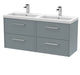 1200mm Wall Hung 4 Drawer Vanity & Double Basin Hudson Reed