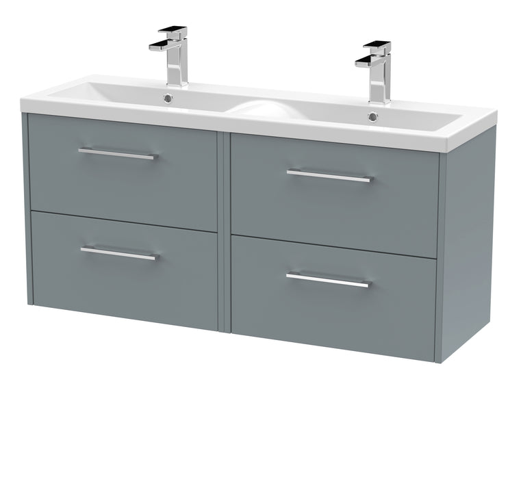 1200mm Wall Hung 4 Drawer Vanity & Double Basin Hudson Reed