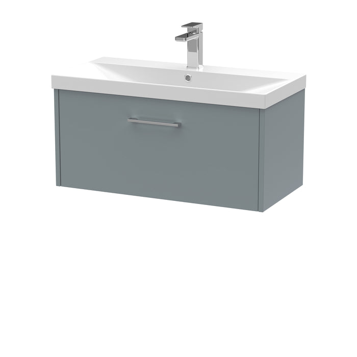 800mm Wall Hung Single Drawer Vanity & Basin 3 Hudson Reed